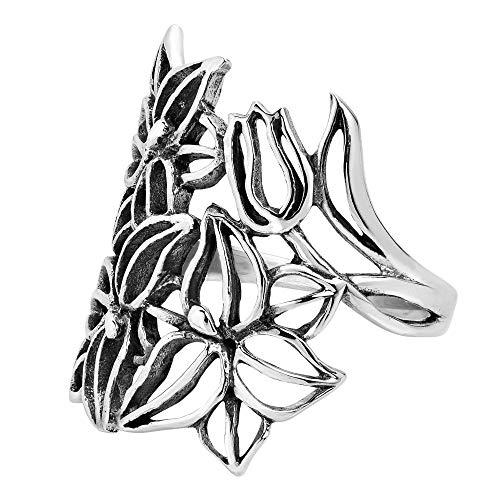 AeraVida See Through Wild Flower .925 Sterling Silver Ring | Delicate Wedding Rings For Women | Vintage Comfort Fit Silver Rings for Women | Promise Ring | Sterling Silver Rings Sizes 5-102