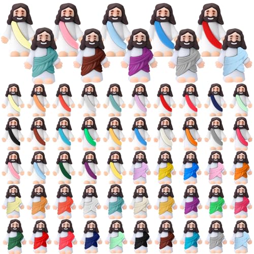 Bememo 50 Pcs Little Jesus Figures Jesus Toys Figurines to Hide and Seek Religious Party Favors for Church Sunday School Easter Egg Stuffers(Brilliant Colors) - image 1