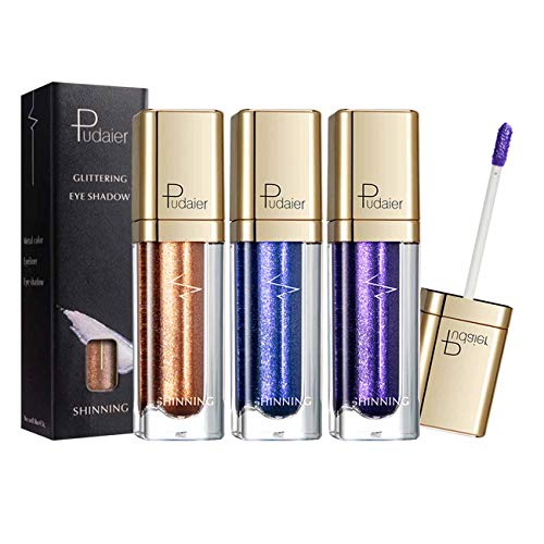 Liquid Eyeshadow 3 Colors Glitter Shimmer Eyeshadow Deep Stereoscopic Long Lasting Liquid Eyeshadow Set, Makeup Eyeshadow Liquid Set for Women Girl (Style B)