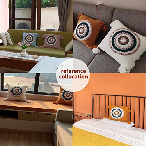 Changyexi Boho Throw Pillow Covers 18X18 Inch Home Decor， Living Room Sofa Decoration Knitting Square Cushion45X45Cm (18X18 Inch, Blue) #TOP1