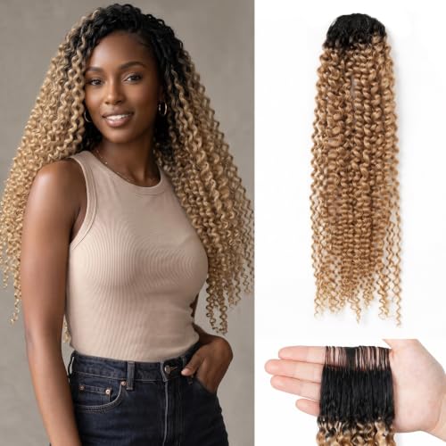 20 Inch Pre-Separated Water Wave Crochet Human Hair Bundles 60g Deep Wavy Invisible Feather Crochet Hair Extensions 50 Strands 1B27 Ombre Brown Black for Black Women