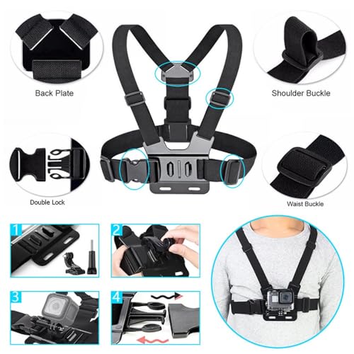 Kit de accesorios de cámara para viajes y vídeos de acción con soporte de pecho para Sony y DJI 2