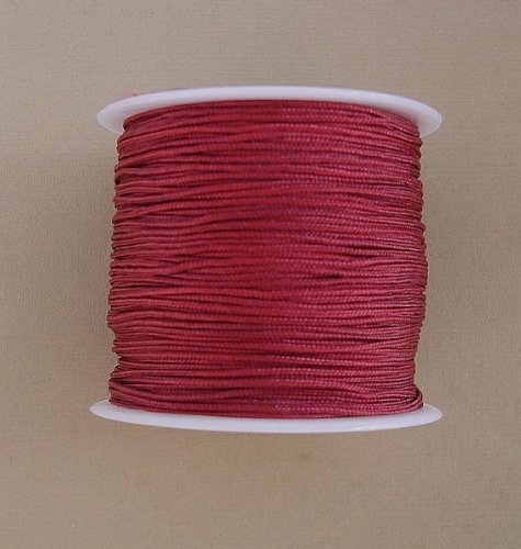 BeadsTreasure Dark Red Nylon Thread Chinese Knotting Cord Macrame Shambala 1mm-1Roll.