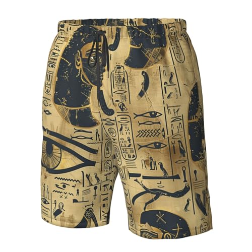 Men's Quick Dry Swim Shorts Egyptian Hieroglyphs Mystical Eye Scarab Pharaoh Vintage Beach Trunks with Pockets4