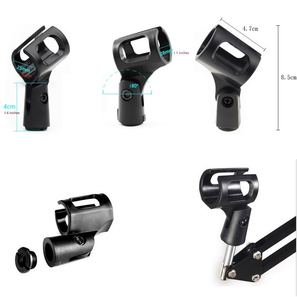 Support de microphone au sol pour Blue Yeti, Nano, Snowball, HyperX, Razer, Logitech USB et micro à condensateur, support réglable avec filetage 1/4" et adaptateur 3/8" 5/8", filtre anti-pop, clip de