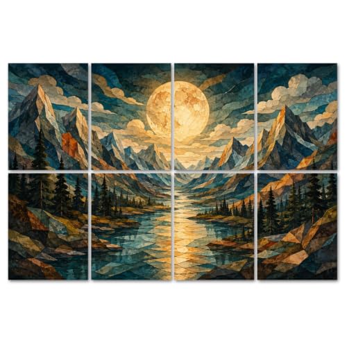 8 Pack Paneles Acústicos Decorativos Laminas Abstractas de Montañas 48"x32" miniatura 1