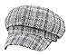 Women Newsboy Baker Boy Cap Warm Thick Grid Peaked Beret Cabbie Hat (Black Stripes)