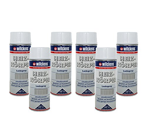 Wilckens 6 x Spraydose Heizkörper Lackspray reinweiß glänzend 400ml Alkydharz