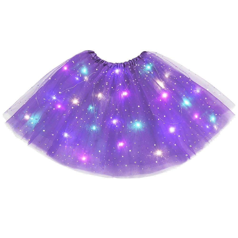 URAQT Tüllrock Damen LED Tütü Erwachsene, Tutu Rock LED, Minirock Mit Lichter für Fasching Karneval Motto Party Ballett Tanzen Fancy Dress Halloween Kostüm, 40CM