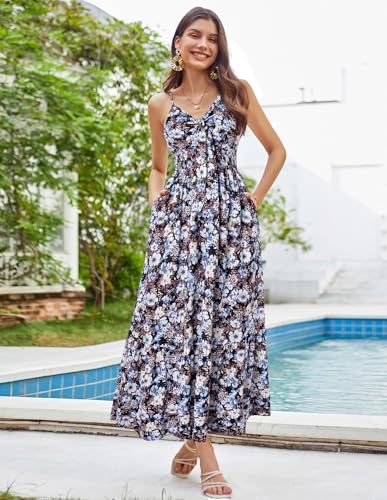 Image of GRACE KARIN Womens Summer Floral Maxi Dresses 2026 Long Flowy Boho Dress Beach Vacation Sundresses Casual Clothes with Pocket