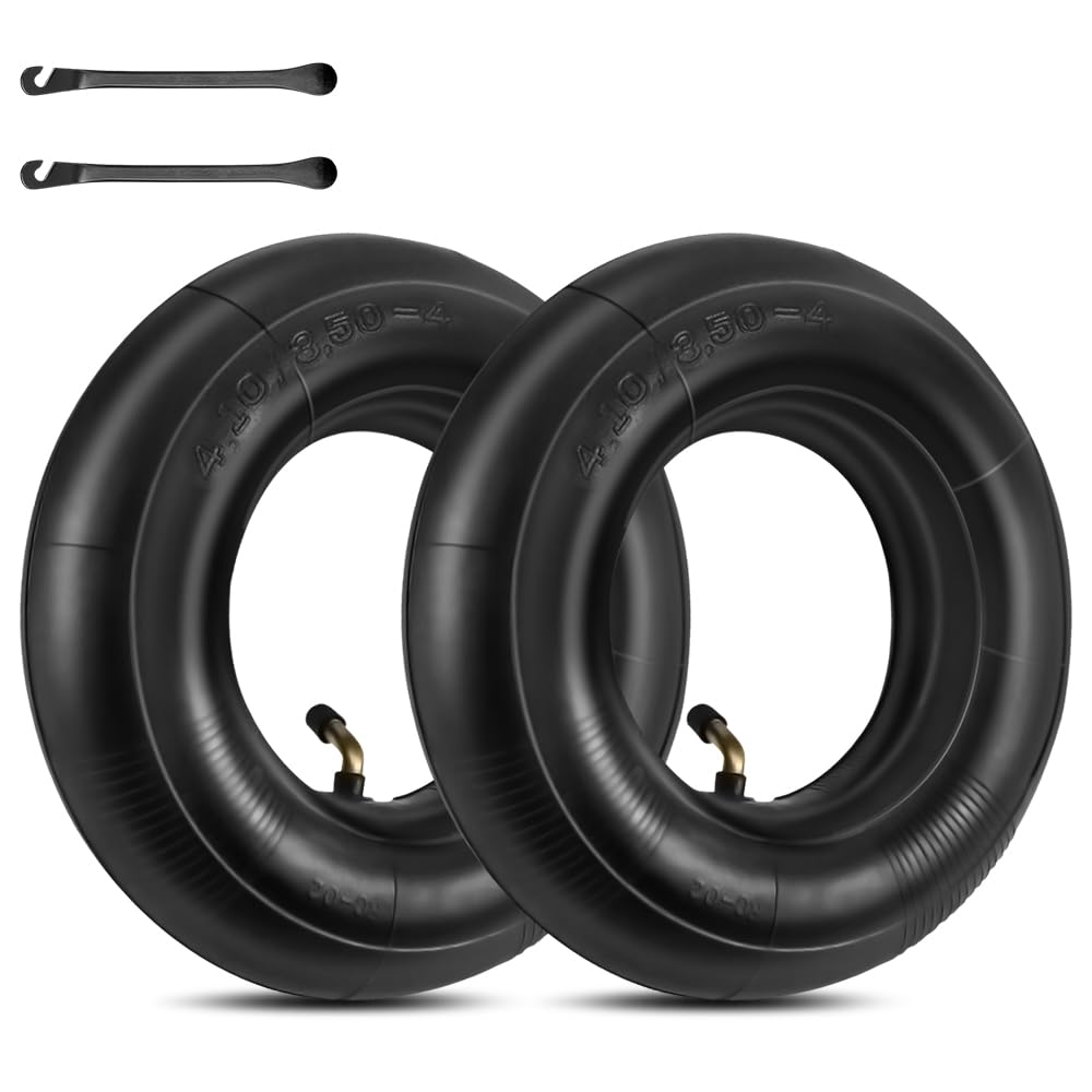 Riisoyu 4.10/3.50-4 Inner Tube, 2 pack Inner Tube for Wheelbarrow with Valve Stem TR-87 Heavy Duty Replacement Tire Spare Wheel with Tyre Lever for Hand Truck and Lawn Mower