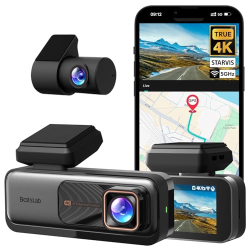BOTSLAB 4K Dashcam Voiture Avant Arrière GPS, WiFi Caméra Voiture avec Carte SD 64GB,Camera Voiture Grand Angle 170°,ADAS,Vision Nocturne,WDR,G-Cap