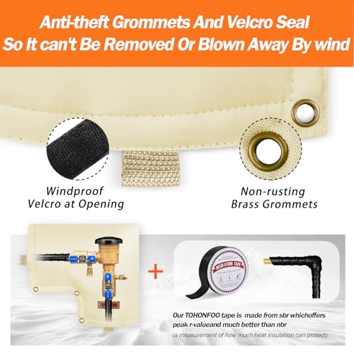 Tohonfoo PVBC Backflow Preventer Cover Insulated Pouch (5°F) - Pressure Vacuum Breaker Cover - Winter Water Well Pump Covers Sprinkler Valve Cover Insulated thumb #5
