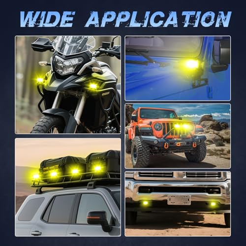 Image of Yellow LED Pods 2Pcs 40W 3 Inch Yellow Flood Ditch Light Pod Lights Fog Lights small Amber light pods Off Road Driving for Trucks Motorcycle UTV Dirt Bike Surron