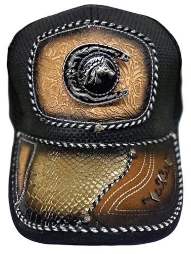 Casquette western snapback Modestone marron avec fer à cheval doré réglable