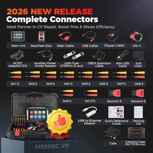 Autel MaxiSys MS908CV II Truck Scanner: 2026 Heavy Duty Tool for Commercial Semi Trucks, OE C0ding, J-2534 Pr0grammer, 64 Service as MS909CV MS908S Pro II Elite II Pro Ultra Lite - Image 7