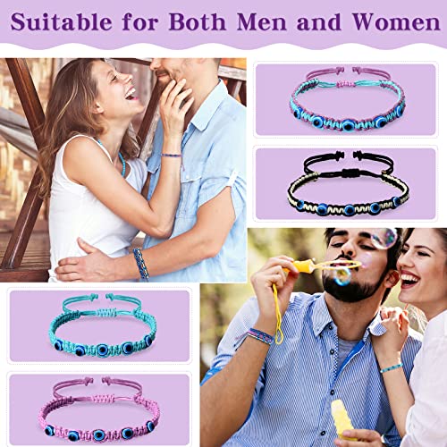 Hicarer 8 Pieces Evil Eye Beaded Bracelet Adjustable Blue Evil Eye Rope Bracelets Kabbalah Protection Friendship Bracelet Hand Woven Turkish Lucky Protection Bracelets for Women Men3