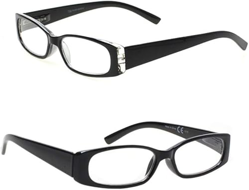 Miniatura 3 de Paquete de 5 anteojos de lectura rectangulares con bisagra de resorte, a la moda, unisex (5 combinaciones, 1.0, mediano)