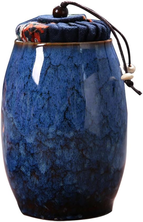 Angoily Kiln Tea Tea Jar Household Container Multi-function Canister Kitchen Holder Leaves Canister Loose Container Storage Jar Sealed Storage Pot (Blue)