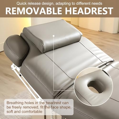 Larnavo Massage Table-Electric Massage Table with Brown Luxury Style, Facial Beauty Bed Includes Back Angle Adjustment, One-Touch Heating, Ample Storage Space(75.59IN) - Image 4