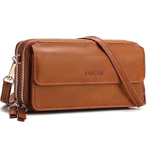 Lanyani RFID Crossbody Wallet Wristlet Purse with Phone Pocket For Women Vegan Leather