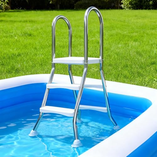 Escalera para piscina elevada de acero inoxidable 2 peldaños miniatura 1