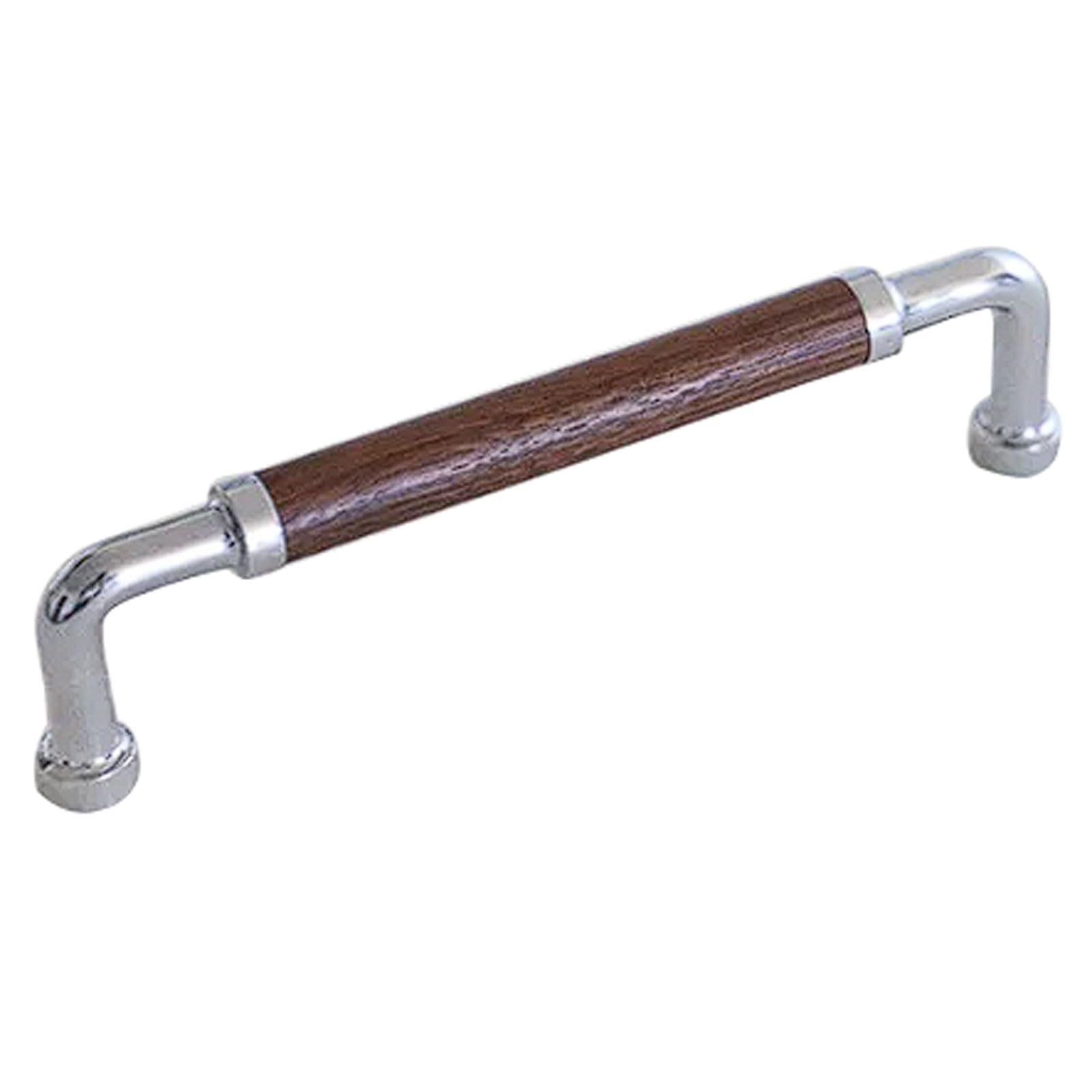 CHENHOJU Vintage Walnut Wood and Brass Cabinet Pulls Silver Finish, Double Hole Design, Multiple Lengths for Drawers, Wardrobes Cabinet Pulls(140mm)