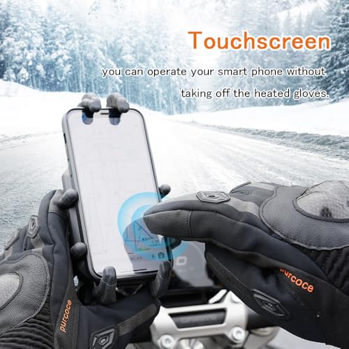 Image of Heated Motorcycle Gloves for Men & Women - 7.4V 3000mAh Rechargeable Batteries, Electric, Touchscreen, Waterproof, Windproof, Non-Slip, Skiing, Cycling, Fishing