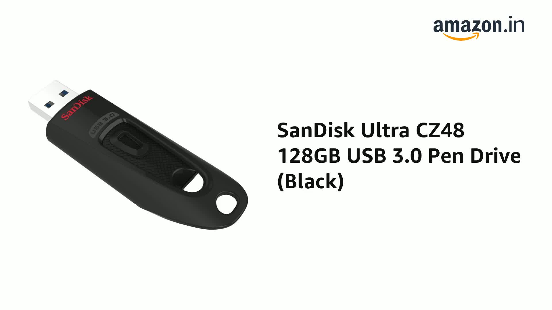 SanDisk Ultra 128GB USB 3.0 Pen Drive, Black : Amazon.in: Electronics