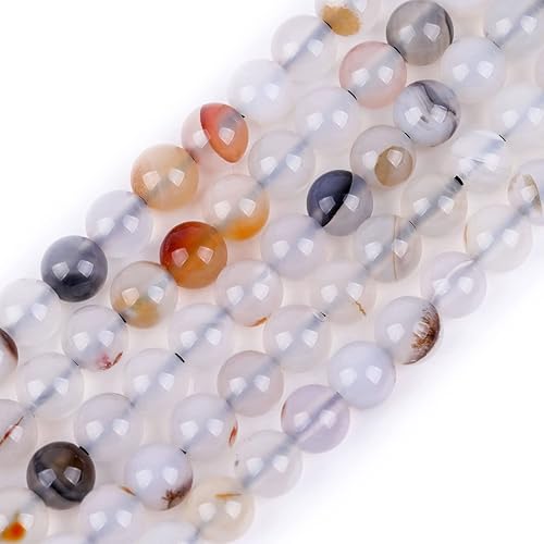 Cuentas de ágata dendrítica para hacer joyas piedras preciosas naturales semipreciosas 0.236 in gris redondo 15 "JOE FOREMAN