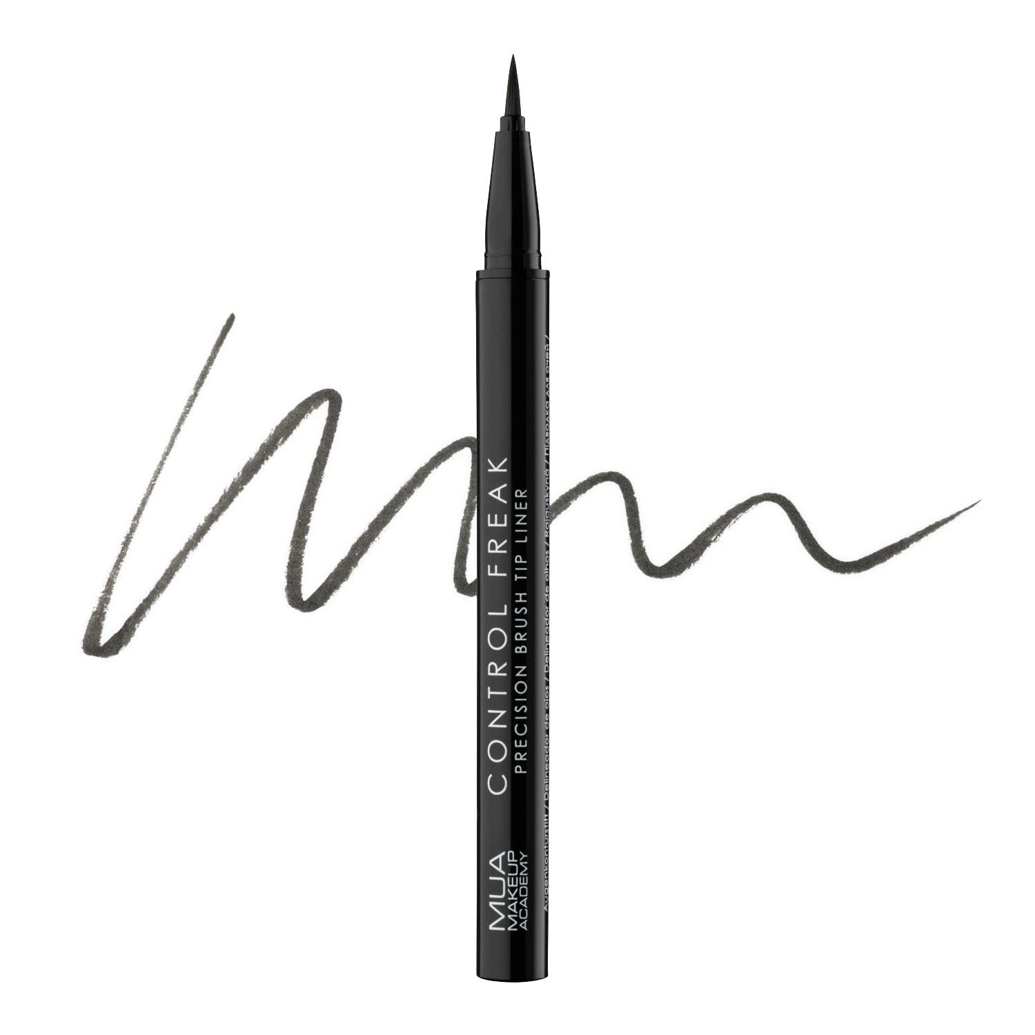 MUA Makeup Academy Control Freak Brush Tip Liquid Eyeliner Pen, Jet Black - Vegan & Cruelty Free