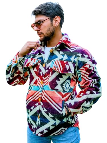 Mens Long Sleeve button Down Shirts - Sherpa Alpaca Shirt Jacket - Camisa Leñador Para Hombre - Lightweight Men's Jacket3