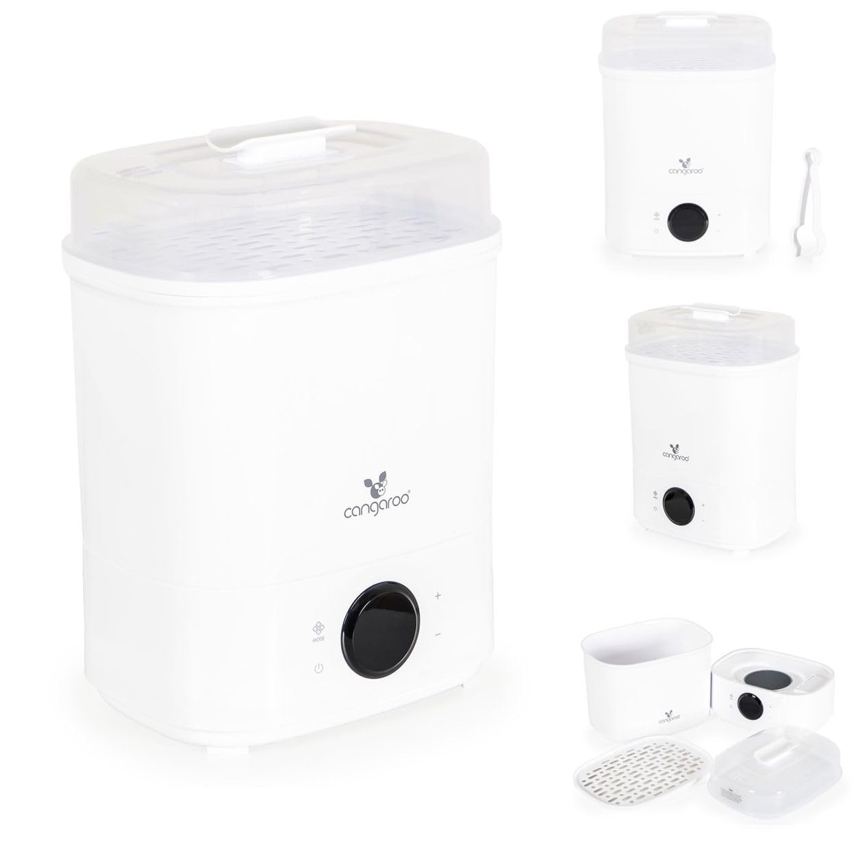 Cangaroo Sterilisator Cai Trockner 2 in 1 bis zu 6 Flaschen, LCD-Display, Touch weiß