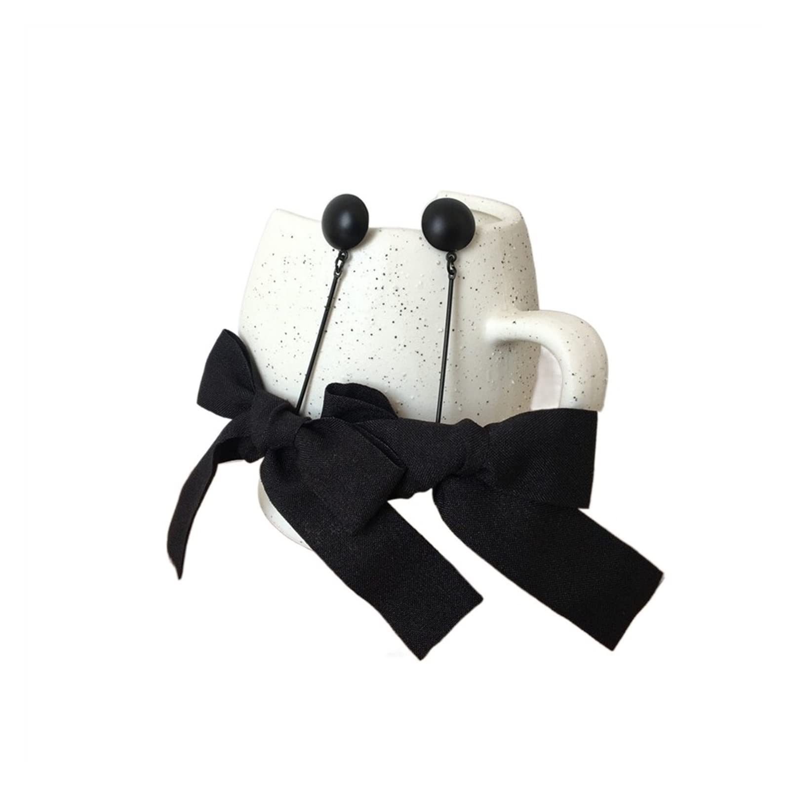 HJMMHX Damen-Ohrringe, süße Schwarze Schleife, Damen-Ohrringe, Lange modische Tropfen-Ohrringe, Schmuck-Ohrringe