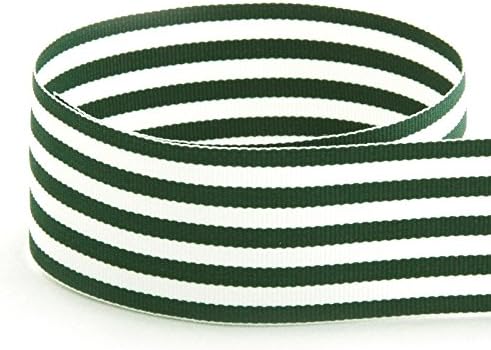 USA | American Made 1-1/2" Hunter Green & White Monarch Striped Grosgrain Ribbon - 100 Yards (Multiple Colors & Widths Available)