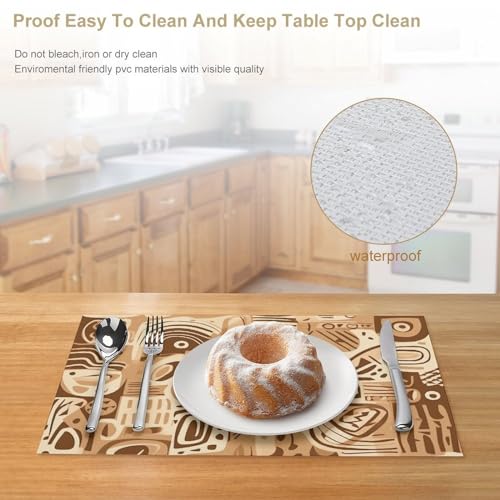 Sets de table résistants à la chaleur blancs motif abstrait en PVC lot