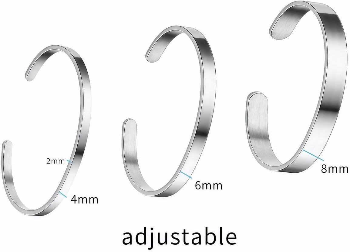 Hypoallergenic Bangle Bracelets for Men Women 1 Pcs Cuff Metal Bracelet Stack Wrist Bangles Titanium Steel Men's Jewelry