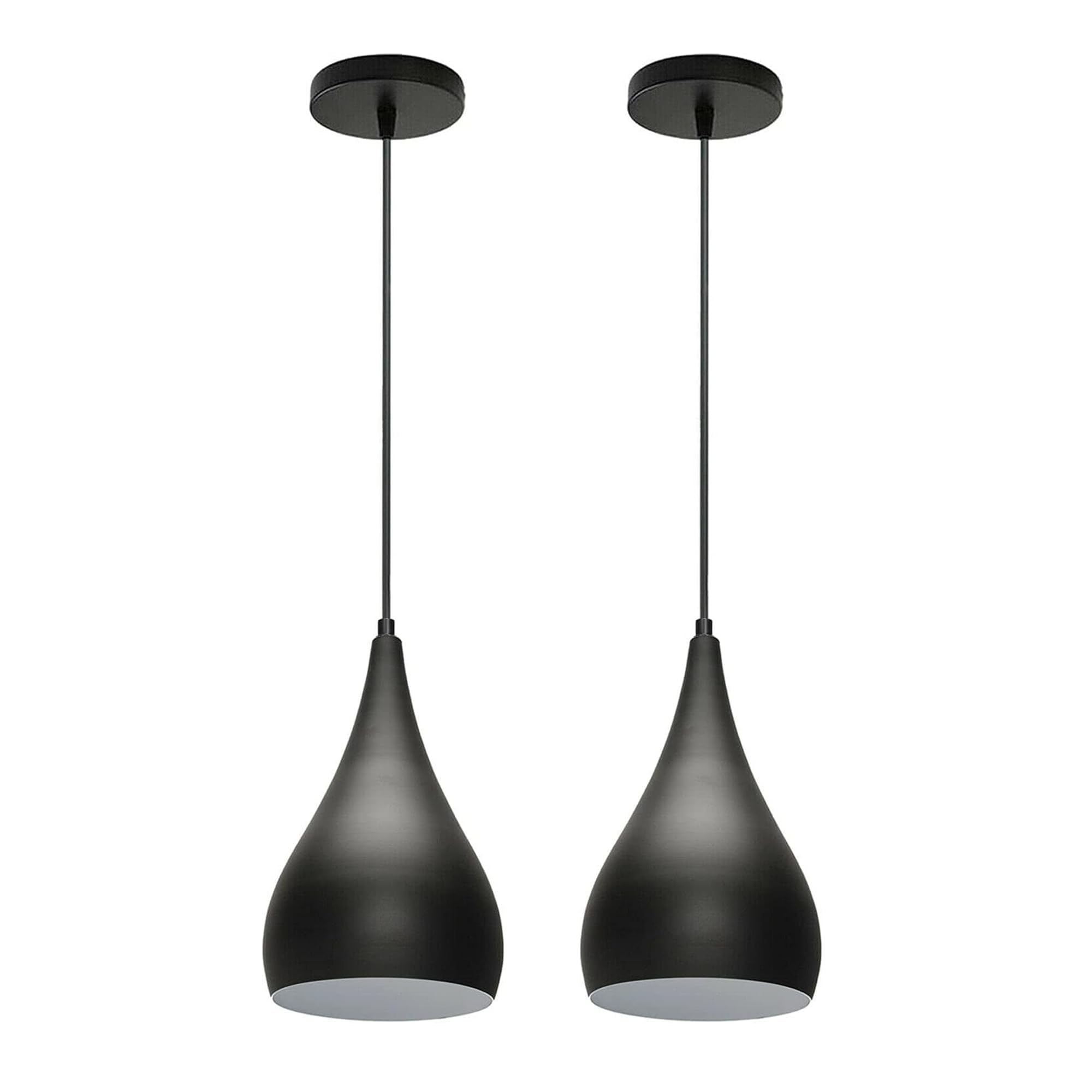 LEDSone Modern Industrial Teardrop 16cm Black Hanging Ceiling Light Red Pendant Lamp Eyeball Design Modern Light Shades E27 UK Lamp Fixture (2PACK)