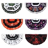 Lot de 6 drapeaux plissés d'Halloween conçus pour les fêtes de jardin d'intérieur et la décoration saisonnière avec des symboles et motifs d'Halloween classiques