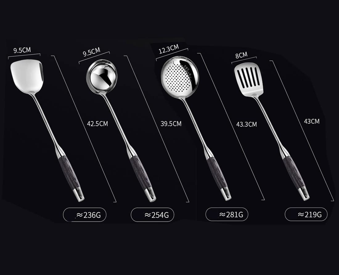 3 Piezas Utensilios de Cocina de Acero Inoxidable, Juego de Utensilios de Cocina, Espátula de Cocina, Cuchara Ranurada