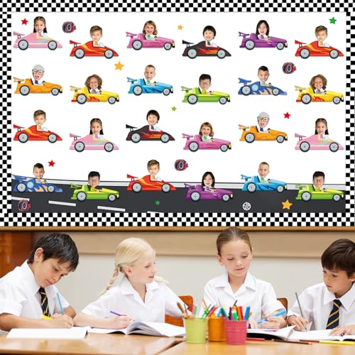 Image of gisgfim 80Pcs Racing Car Cutouts Race Car Decorations Bulletin Board Auto Paper Cut-Outs Classroom Decor for Boy Girl DIY Craft Photo Wall Kindergarten Preschool Back to School Party Favor Supply