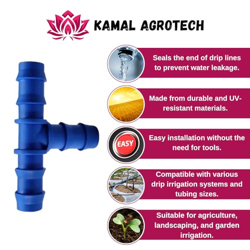Image of Kamal Agrotech 16mm Drip Irrigation Accessories TEE 16mm Connector for lateral Pipe Tee Connectors | 16 MM T type Joiner (500 PCS)