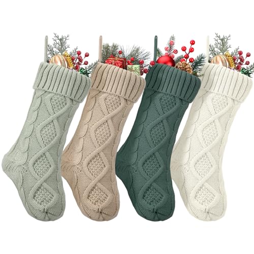 Coume 4 Pcs Sage Green Christmas Stockings 18'...