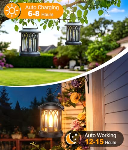 TuyLuxe 2 Pack Solar Hanging Lanterns Outdoor Waterproof - image 3