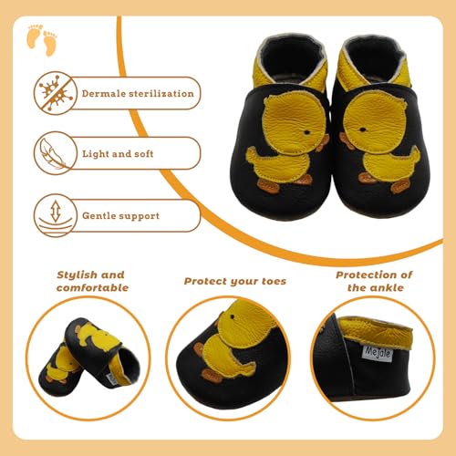 Mejale Baby Shoes Soft Sole Leather Crawling Moccasins Cartoon Star Infant Toddler First Walker Slippers4