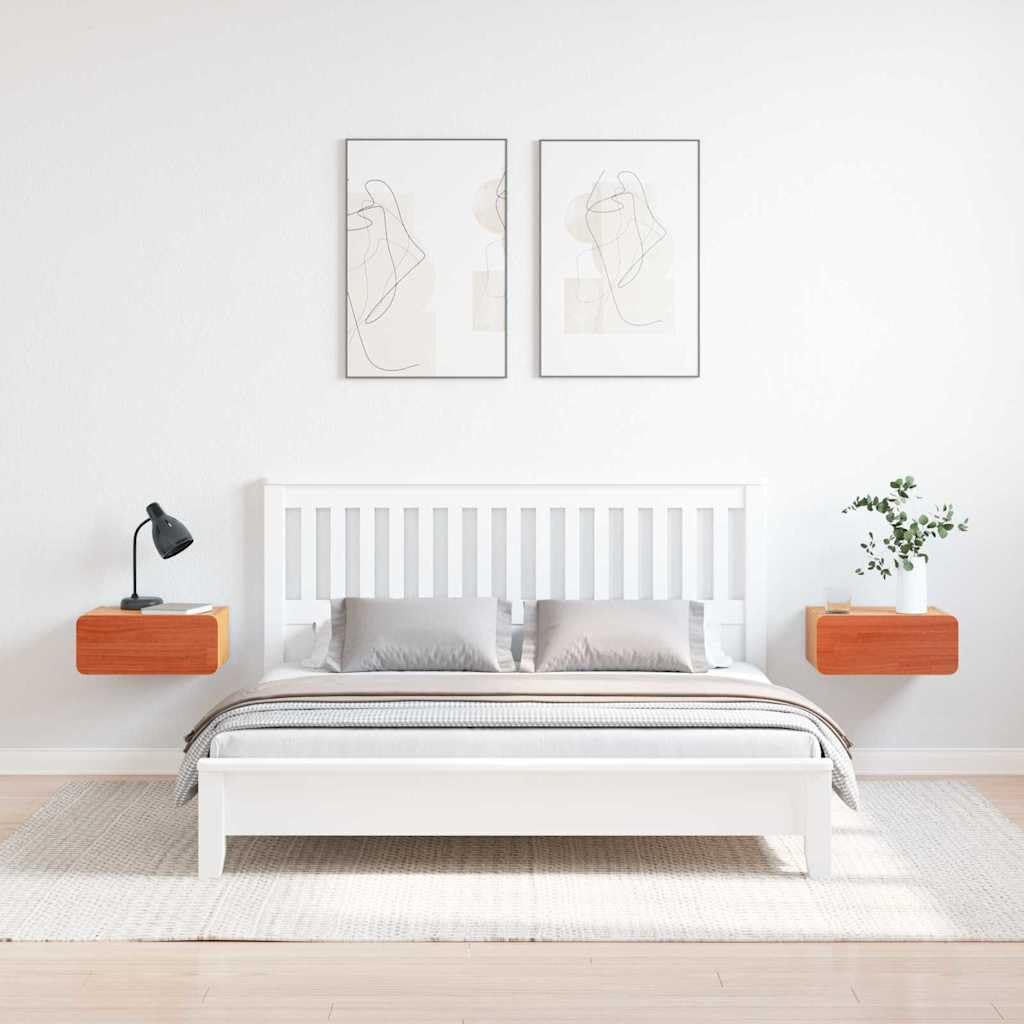 Zestaw 2 stolików nocnych, woskowobrązowy, 39 x 34 x 16,5 cm, lite drewno sosnowe, z 2 szufladami, wytrzymały stolik pomocniczy do sypialni, elegancka szafka nocna