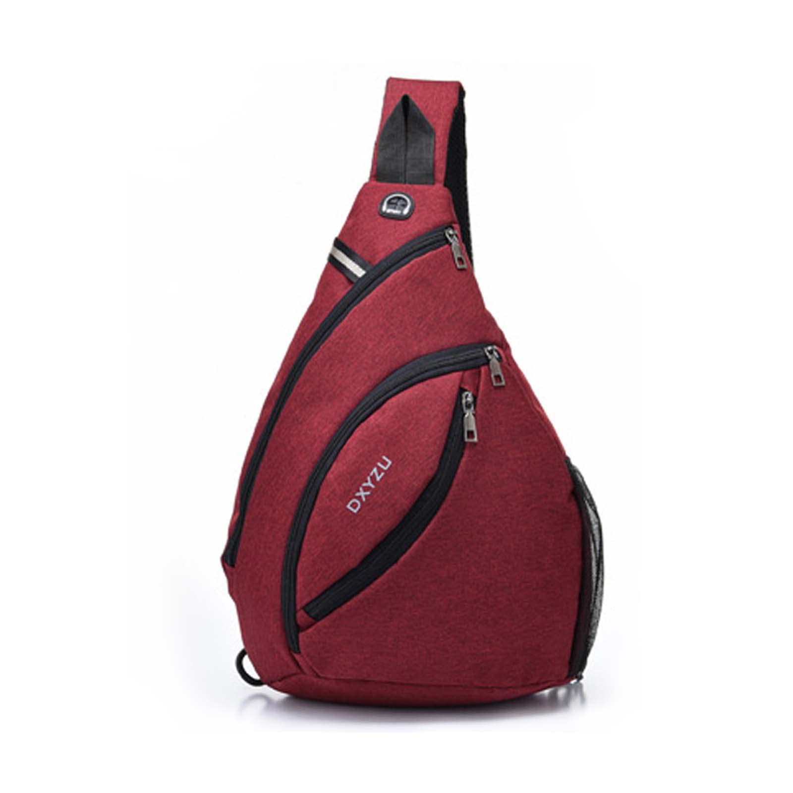 FANDARE Ultra-Léger Sac de Poitrine en Cuir Bandoulière Sling Crossbody Homme Femme Sacoche d'Epaule de Ceinture pour Voyage Randonnée Camping - Imperméable Nylon Rouge