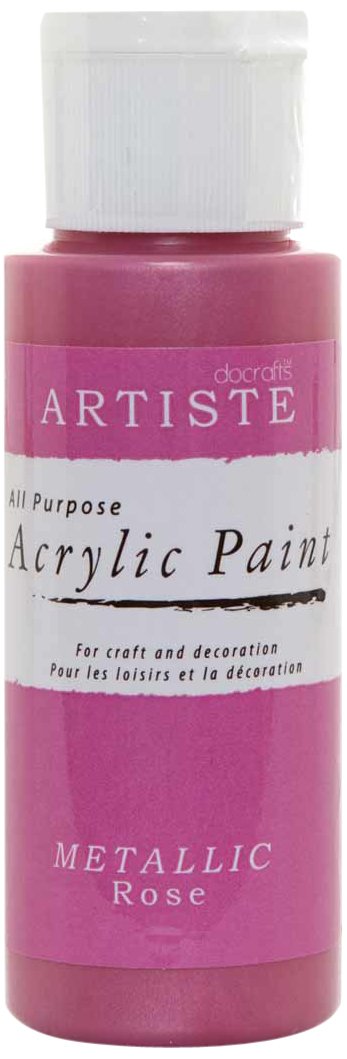 Artiste Acrylic Paint 59ml 2Oz Metallic Rose, Quick-Drying Professional Art, Craft and Hobby Artists Paint, Vibrant Colour, Water-Based Paints Cover All Surfaces with Ease, Ideal for Travel Artists