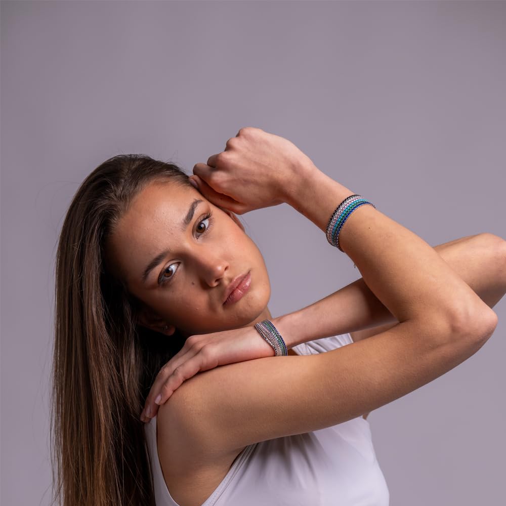 Pulsera de tenis blanca de plata joya elegante ajustable para mujer – Idea de regalo refinada con embalaje de lujo