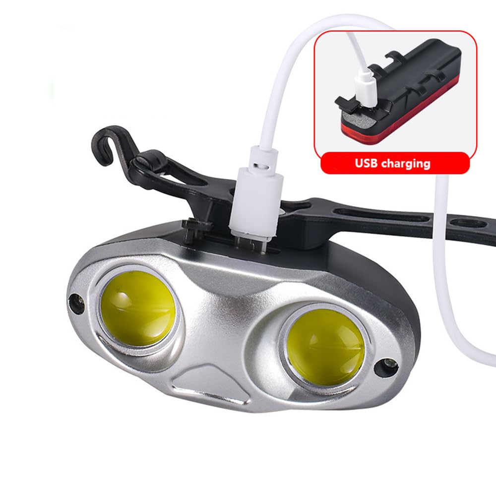 Fari per Biciclette Mountain Bike Fari di Guida Notturna Luci di Coda Ricarica USB Frog Lights Luci di Avvertimento per Ciclismo All'aperto